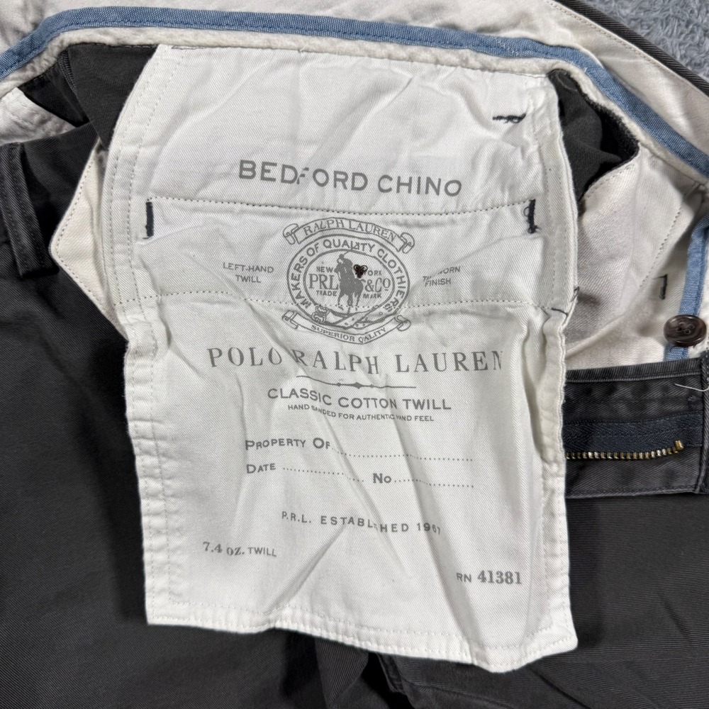 Polo Ralph Lauren Bedford Chino Men 30x31 Grey Slim Fit Classic Cotton Twill - Picture 4 of 8